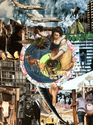 De l'autre côté du bleu - Collage sur papier - L'art du collage- Marielle Hary, collagiste - Ateliers de collage dans les Vosges -Vente d'œuvres en collage