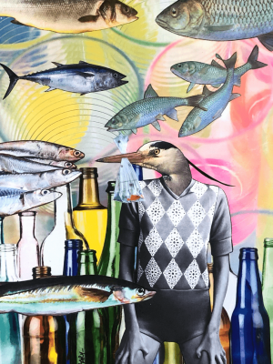 Hunting - Collage sur papier - - L'art du collage- Marielle Hary, collagiste - Ateliers de collage dans les Vosges -Vente d'œuvres en collage