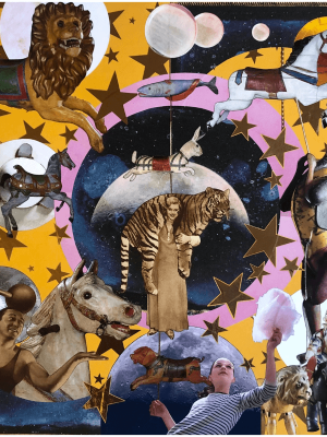 Le carrousel - - L'art du collage- Marielle Hary, collagiste - Ateliers de collage dans les Vosges -Vente d'œuvres en collage