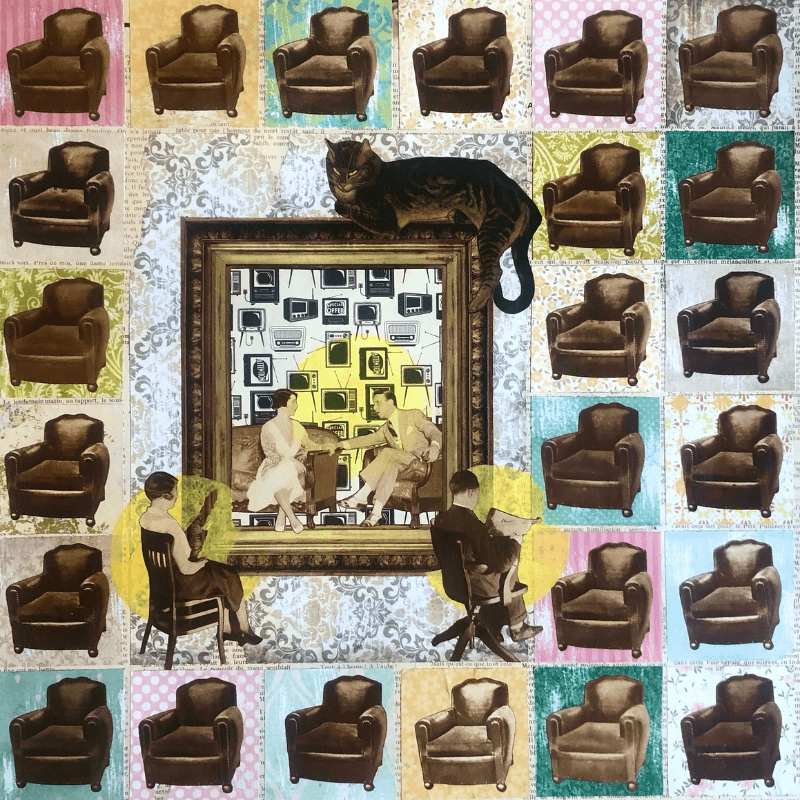 Si on parlait - Collage sur papier - L'art du collage- Marielle Hary, collagiste - Ateliers de collage dans les Vosges -Vente d'œuvres en collage