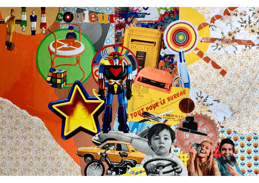 V.I.N.T.A.G.E. 4/4 - L'art du collage- Marielle Hary, collagiste - Ateliers de collage dans les Vosges -Vente d'œuvres en collage