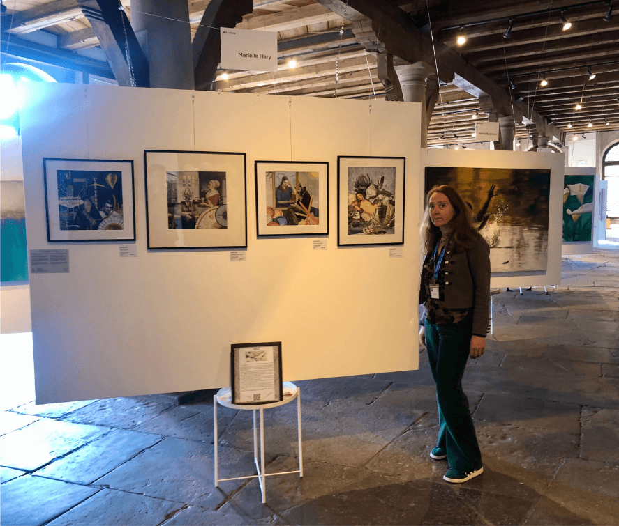 Au stand 1 - L'art du collage - Marielle Hary, collagiste - Ateliers de collage dans les Vosges -Vente d'œuvres en collage