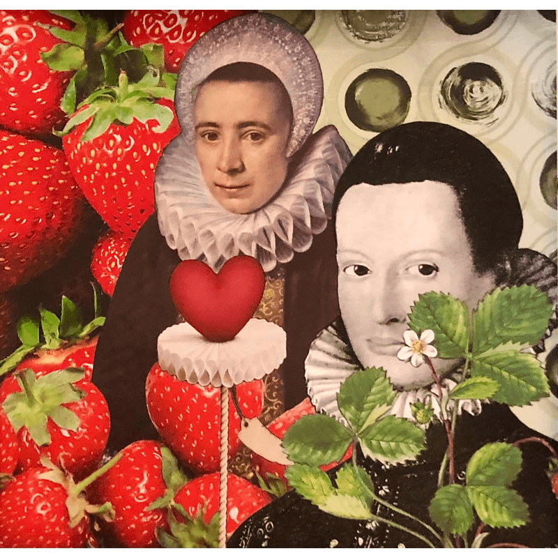 Comme une envie de fraises 2 - L'art du collage- Marielle Hary, collagiste - Ateliers de collage dans les Vosges -Vente d'œuvres en collage