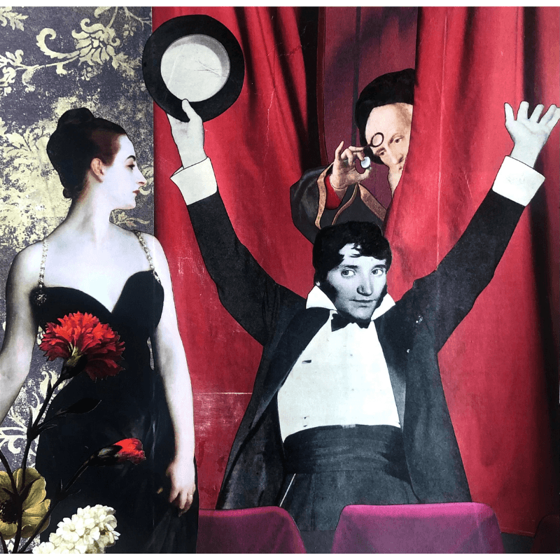 L'imposteur - L'art du collage - Marielle Hary, collagiste - Ateliers de collage dans les Vosges -Vente d'œuvres en collage