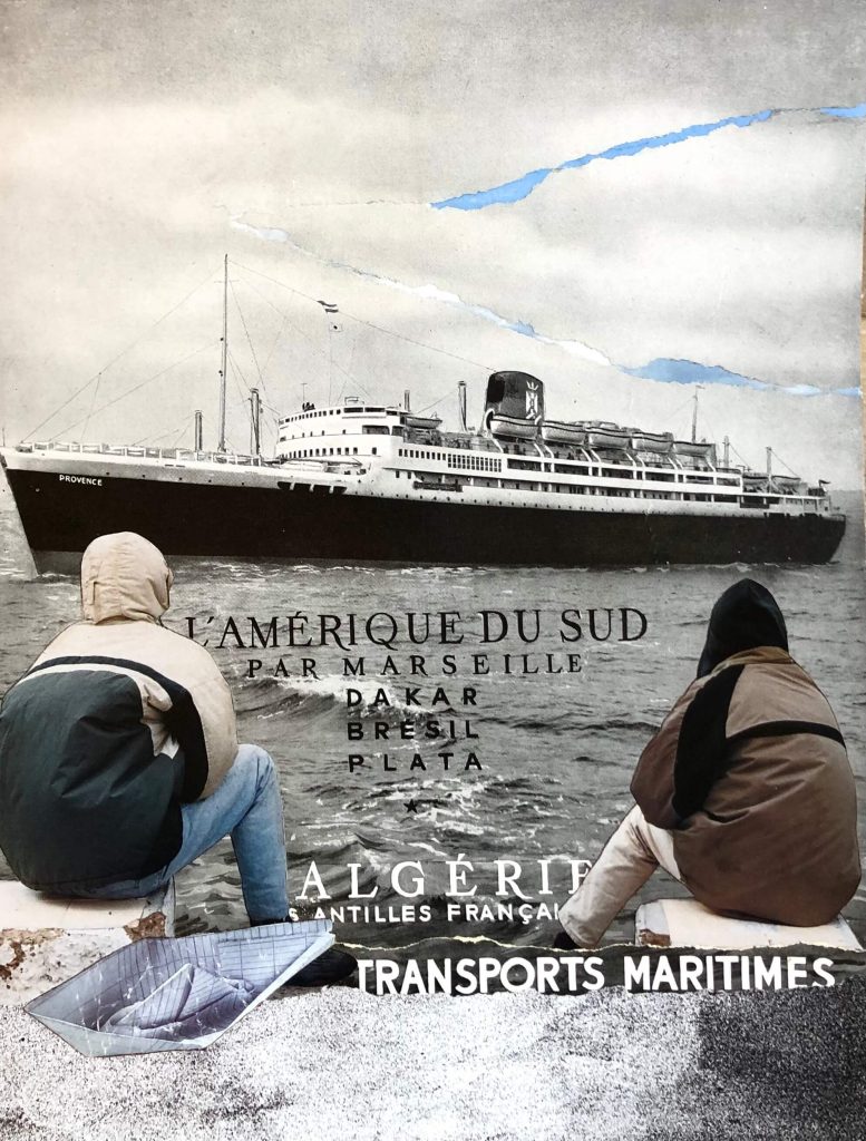 Partir - L'art du collage- Marielle Hary, collagiste - Ateliers de collage dans les Vosges -Vente d'œuvres en collage