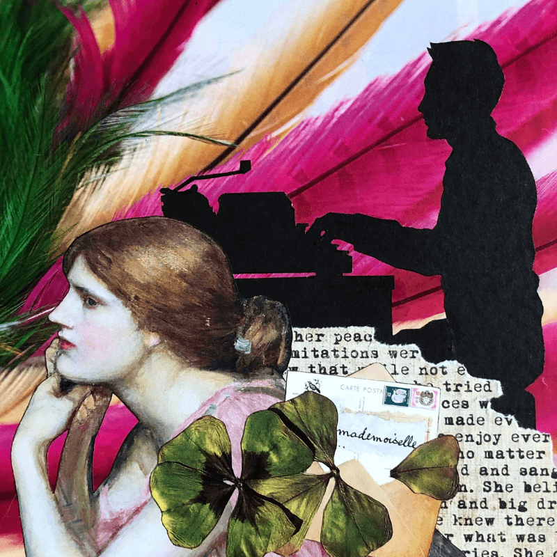J'veux qu'tu m'écrives des mots d'amour - L'art du collage- Marielle Hary, collagiste - Ateliers de collage dans les Vosges -Vente d'œuvres en collage