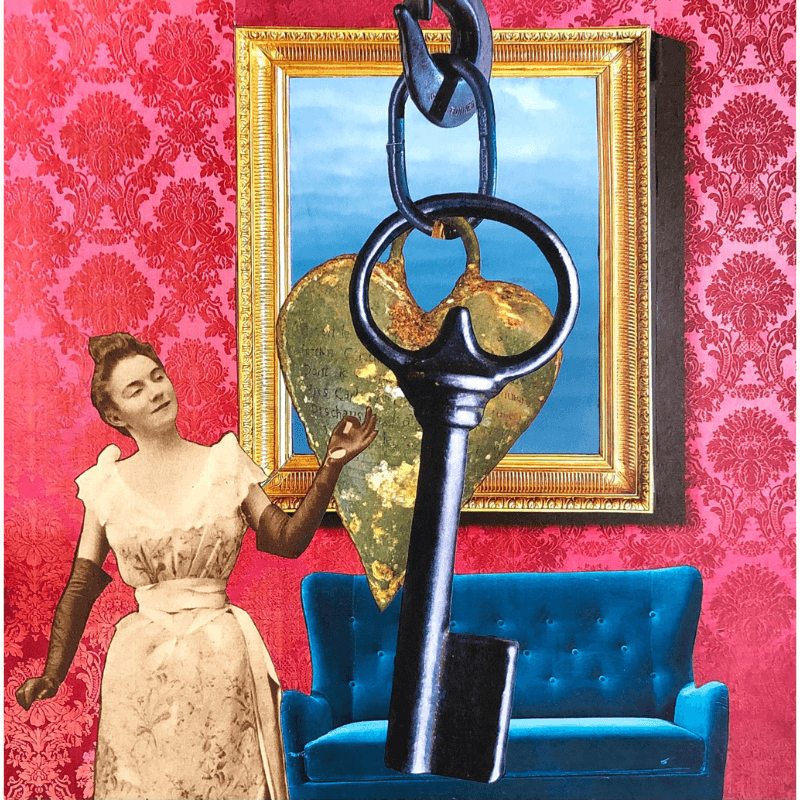 Love is the key - L'art du collage- Marielle Hary, collagiste - Ateliers de collage dans les Vosges -Vente d'œuvres en collage